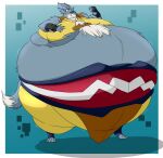  2018 anthro armor belly big_belly bottomwear canid canine canis chest_tuft claws clothed clothing ears_up fist fur gundam gundam_build_divers hand_on_chest hectorthewolf hi_res looking_at_viewer male mammal morbidly_obese morbidly_obese_anthro morbidly_obese_male obese obese_anthro obese_male overweight overweight_anthro overweight_male pants pose raised_tail smile smiling_at_viewer smirk solo standing thick_thighs tigerwolf_(gundam_build_divers) toe_claws topwear tuft wide_hips wolf 