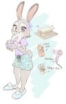  2022 anthro bottomwear cellphone clothed clothing container cup digital_media_(artwork) disney english_text female fully_clothed holding_cup holding_object judy_hopps lagomorph leporid looking_at_viewer mammal memegmu phone rabbit signature skirt smile solo standing straw text zootopia 