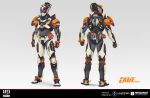  1boy absurdres apex_legends apex_legends_mobile artist_name blue_eyes character_name chinese_commentary clenched_hands fade_(apex_legends) full_body gloves grey_gloves helmet highres logo male_focus mixed-language_commentary multiple_views ningfei_xu official_art open_hand power_armor reference_sheet respawn_entertainment shadow_smoke_fade standing 
