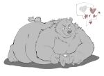  &lt;3 2022 anthro belly big_belly biped blush canid canine duo hi_res humanoid_hands kangarogon kemono lying mammal obese overweight simple_background size_difference tail_motion tailwag ursid 