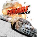  2girls :d ^_^ artist_name azumanga_daioh blank_eyes brown_hair burnout_(series) burnout_3:_takedown car character_request closed_eyes commentary derivative_work driving english_commentary explosion hendraibyouka highres long_hair medium_hair motor_vehicle multiple_girls open_mouth parody smile tanizaki_yukari title_parody video_game_cover_redraw 