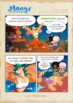  &lt;3 afro angry anthro bottomwear bovid breath caprine clothed clothing comic dialogue dragon english_text eyes_closed female flexing goat green_hair group hair halloween hi_res holiday_message holidays horn humor male mammal mango_(pitiyindee) muscular muscular_male orange_body orange_scales panting pants piti_yindee scales shirt speech_bubble spread_arms spread_wings tank_top text topwear water watermark wings 