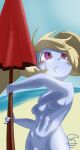  abs absurd_res anthro beach breasts clothing female hi_res league_of_legends looking_up nude poppy_(lol) riot_games seaside solo umbrella underwear video_games yordle 