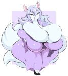  anthro arizonathevixen bathrobe bedroom_eyes big_breasts black_eyes breasts canid canine clothing female fox hair hi_res huge_breasts huge_thighs hyper hyper_breasts hyper_hips hyper_thighs looking_at_viewer mammal narrowed_eyes open_mouth purple_hair robe seductive solo thick_thighs white_body wide_hips 