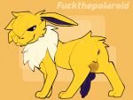 anus balls big_ears black_anus black_eyes black_penis digitigrade eeveelution feral fur generation_1_pokemon genitals hi_res jolteon knot knotted_penis male neck_tuft nintendo paws penis pokemon pokemon_(species) pupils simple_background small_tail smile solo tail tuft white_body white_fur white_pupils yasterwolly yellow_body yellow_fur