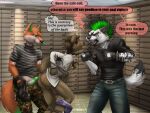 aiming aiming_gun aiming_weapon alternative_fashion anthro arm_tattoo arms_tied aroused aroused_by_another aroused_face aroused_male backsack balaclava balls bank belt biceps black_balaclava black_belt black_body black_bottomwear black_clothing black_facial_hair black_fur black_gloves black_goatee black_handwear black_mask black_necktie black_pants black_shirt black_topwear blue_bottomwear blue_boxers blue_clothing blue_eyes blue_jeans blue_pants blue_underwear blush blush_lines bottomless bottomless_anthro bottomless_male bottomwear bound boxers_(clothing) brown_body brown_fur brown_hair butt camo camo_bottomwear camo_clothing camo_pants camo_print canid canine canis captured chain chain_necklace clothed clothing clothing_around_one_leg crime criminal delinquent denim denim_bottomwear denim_clothing dialogue dichlofous dominant dominant_anthro dominant_male ear_piercing ear_ring english_text erection exposed_butt facial_hair fangs fangs_bared fierce fierce_expression fox fur genitals gloves goatee grabbing_another green_body green_bottomwear green_clothing green_fur green_hair green_mohawk green_pants green_penis grey_clothing grey_shirt grey_topwear group gun hair handgun handwear holding_another holding_gun holding_handgun holding_key holding_necktie holding_object holding_pistol holding_ranged_weapon holding_weapon hostage imminent_rape imminent_sex intimidation jeans jewelry key kidnapping legs_tied licking licking_lips looking_back looting male male/male mammal manhandling manly mask menancing mohawk multicolored_body multicolored_boxers multicolored_clothing multicolored_fur multicolored_underwear murid murine muscular muscular_anthro muscular_male necklace necktie necktie_grab open_bottomwear open_clothing open_pants orange_body orange_fur pants partially_clothed pattern_bottomwear pattern_clothing pattern_pants pattern_shirt pattern_topwear penis piercing pistol punk purple_boxers purple_clothing purple_underwear ranged_weapon rat rear_view rebel ring_piercing robber robbery robbing rodent secretly_loves_it shirt speech_bubble standing stealing striped_clothing striped_shirt striped_topwear stripes submissive submissive_anthro submissive_male tail tattoo teeth text thick_arms thick_thighs thief threatening threatening_rape threatening_violence threatening_with_weapon thug tight_bottomwear tight_clothing tight_pants tight_shirt tight_topwear tongue tongue_out topwear tough_guy trio two_tone_body two_tone_fur underwear underwear_around_one_leg underwear_down unzipped unzipped_clothing unzipped_pants vault weapon white_body white_clothing white_fur white_shirt white_topwear wolf yellow_clothing yellow_eyes yellow_underwear zipper
