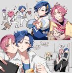  ... 5boys ahoge bag black_pants blonde_hair blue_eyes blue_hair blue_shirt blush broom broom_guitar cellphone chibi chibi_inset chips_(food) commentary_request cure_lock cure_top curtained_hair dancing_star_precure food green_hair grey_background grey_jacket highres holding holding_bag hoshikawa_gaku jacket kurose_maito long_bangs multiple_boys natsume_hayato necktie nonoko_(nopippichan) pants phone pink_eyes pink_hair pointing precure red_necktie school_bag selfie shirt short_hair sleeping sleeping_on_person tengen_kouga tsukimiya_sasana unconventional_guitar white_jacket 