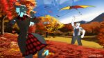 16:9 alyen_mewhitich autumn autumn_leaves bear black_body black_skin blue_body blue_eyes blue_hair blue_skin clothing dragon dress english_text female feretta feyah_(feyah) fur grass hair hi_res kite_flying landscape male mammal mountain muscular mythological_creature mythological_scalie mythology open_mouth plant polar_bear scalie scenery smile text tree ursine white_body white_fur widescreen