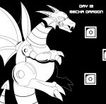 ambiguous_gender capcom dragon feral inktober inktober_2025 mecha_dragon mega_man_(series) megaman_(classic) metallic_body monochrome mythological_creature mythological_scalie mythology phunter15 scalie solo tagme