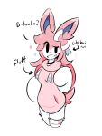  anthro blush bodily_fluids bow_(feature) clothing collar colored digital_drawing_(artwork) digital_media_(artwork) eeveelution english_text generation_6_pokemon girly hair hoodie male nintendo pink_hair pokemon pokemon_(species) rex_santos solo sweat sylveon text topwear video_games 