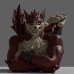 1:1 5_toes anthro barefoot big_feet black_claws canid canine claws crossed_arms cuffs_(clothing) epic_games fangs feet feet_in_air fluffy fluffy_tail fortnite fur hi_res humanoid_feet looking_at_viewer lycan_west_(fortnite) lying male mammal muscular muscular_male mythological_canine mythological_creature mythology on_front plantigrade red_body red_fur soles solo tail tan_body tan_fur teeth toes werecanid werecanine werecreature werewolf what1231 yellow_eyes