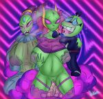 anthro areola aroused beanish belly belt big_belly big_breasts big_ears big_nipples birth black_clothing blue_clothing blush bodily_fluids bra bra_lift bra_strap breasts cackletta clitoris clothed clothing collarbone colored cum cum_string dominant dominant_female drooling duxeite ear_lick egg eyebrows eyewear fangs fawful feet female femengumisi feminine genital_fluids genitals glasses glistening glistening_body glistening_skin goblin green_body group hair half_naked hand_on_breast henchmen hi_res horn humanoid hypnosis legwear licking long_tongue magic_user male mario_and_luigi_(series) mario_bros messy_hair mind_control monster_girl_(genre) navel neckwear nest nintendo nipples pasties pheromones pillow pink_eyes pregnant pregnant_female puffy_areola puffy_nipples purple_clothing saliva scent_play signature smile sparkles spread_legs spreading standing steam stitch_(sewing) submissive submissive_male teeth thick_thighs thigh_highs thighs_spread tongue touching_breast translucent trio underwear vampire vulva witch