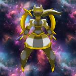 1:1 absurd_res anthro arceus armwear big_breasts biped breasts clothing dirtymac drone female front_view generation_4_pokemon gloves gold_accents handwear hat headgear headwear hi_res latex latex_armwear latex_clothing latex_gloves latex_handwear latex_legwear latex_skinsuit legendary_pokemon legwear mac-daddy military nintendo pokemon pokemon_(species) red_eyes skinsuit solo space standing tight_clothing uniform white_body