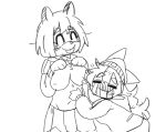 2025 anthro beanie bottomwear breast_fondling breast_play breasts canid canine canis clothed clothed_anthro clothed_female clothing digital_drawing_(artwork) digital_media_(artwork) domestic_dog duo eyebrows eyes_closed facial_markings female female/female female_anthro fondling hair hand_on_breast hat head_markings headgear headwear hoodie interspecies kiki_(tanukikis) mammal markings mask_(marking) mini_(puppy_in_space) monochrome open_mouth open_smile puppy_in_space raccoon_dog raised_clothing raised_topwear simple_background sketch skirt smile tanuki tongue tongue_out topwear touching_breast white_background