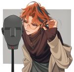  1031_ek 1boy absurdres adjusting_hair binaural_microphone black_hair black_sweater chain chain_earrings chain_necklace earrings glasses heterochromia highres holostars jewelry male_focus microphone mole mole_under_eye multicolored_hair necklace neumann_ku_100 open_mouth orange_eyes orange_hair parted_bangs purple_eyes short_hair solo streaked_hair sweater turtleneck turtleneck_sweater virtual_youtuber whispering_in_ear yukoku_roberu yukoku_roberu_(fall/winter) 