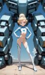  1girl ai-generated cinderella_(disney_character) confident heroic highres mecha non-web_source pilot robot smile 