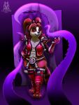  2016 alternate_version_at_source anthro belt black_nose blizzard_entertainment blue_eyes breasts claws clothed clothing countershade_face countershade_torso countershading eyebrows female gloves hair hair_bun hand_on_own_hip handwear hi_res leg_armor lichfang looking_at_viewer mammal markings multicolored_body navel open_clothing open_mouth open_shirt open_topwear pandaren pigtails plantigrade red_body red_hair red_pandaren ring_(marking) ringtail shirt shoulder_guards skimpy smile solo tail_markings teeth tentacles toe_claws topwear two_tone_body ursid video_games warcraft white_body 