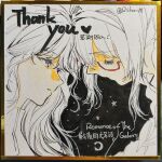  2girls absurdres akemi_homura artist_name black_background braid chinese_commentary closed_eyes collared_shirt commentary_request crescent dual_chop_(pokemon) expressionless eyelashes glasses hair_intakes hairband heads_together heart high_collar highres long_hair looking_at_another low_twin_braids mahou_shoujo_madoka_magica mahou_shoujo_madoka_magica_(anime) multiple_girls parted_lips partially_colored pointy_nose portrait purple_eyes red-framed_eyewear riko-m shirt star_(symbol) thank_you traditional_media twin_braids very_long_hair zipper 