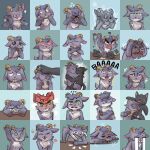 absurd_res angry black_body bodily_fluids bovid caprine crossed_arms crying domestic_cat felid feline felis frozen goat greeting greeting_viewer heart_symbol hi_res horn mammal meme nervous purple_body shy sleeping stampmats sticker_pack tears