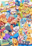  6+boys 6+girls anniversary billdit_(mario) blonde_hair blue-tinted_eyewear blue_skin bowser_jr. buddy_(mario) burnadette_(mario) chilliam_(mario) colored_skin connie_(mario) cozette_(mario) dorrie dulles_(mario) dyode_(mario) ecks_(mario) ellow_(mario) emmit_(mario) facial_hair glasses gloves gorumbla great_conductor_(mario) green_hat hat highres holding holding_hands holding_watering_can ireen_(mario) junior_clown_car loog_(mario) luigi mario mario_&amp;_luigi:_brothership mario_&amp;_luigi_rpg mario_(series) maykit_(mario) monyorun mother_and_daughter mother_and_son multiple_boys multiple_girls mustache open_mouth orange_skin princess_peach red_hat red_scarf scar scar_on_face scarf shun_(mario) snoutlet_(mario) star_(symbol) starlow sunglasses ten_(mario) tinted_eyewear watering_can white_gloves willma 