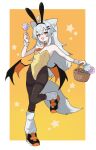  :&gt; ahoge animal_ear_fluff animal_ear_hairband animal_ears arm_up bare_shoulders basket black_hairband black_pantyhose black_shoes black_wings border borrowed_character candy collarbone commentary covered_navel crossed_bangs detached_collar dot_nose ears_down extra_ears fake_animal_ears fang food full_body gradient_background grey_hair grey_tail hair_between_eyes hair_ornament hairband hairclip halloween hand_up highleg highleg_leotard highres holding holding_basket holding_candy holding_food holding_lollipop kneehighs leotard light_blush lollipop long_hair looking_at_viewer low_wings multicolored_shoes multicolored_wings necktie open_mouth orange_background orange_necktie orange_shoes orange_wings original outside_border oversized_breast_cup pantyhose parallel_hairclips playboy_bunny rabbit_ear_hairband rabbit_ears red_eyes rir-chan shoes short_necktie sidelocks simple_background skin_fang smile sneakers socks standing standing_on_one_leg star_(symbol) strapless strapless_leotard tail tetetaco two-tone_shoes two-tone_wings white_border white_socks white_wrist_cuffs wings wolf_ears wolf_girl wolf_tail wrist_cuffs yellow_background yellow_leotard 