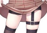  1girl black_shorts brown_skirt close-up clothes_lift contrapposto english_commentary garter_straps highres hololive hololive_english lifted_by_self plaid plaid_skirt renpc shorts shorts_under_skirt skirt skirt_lift solo thigh_gap virtual_youtuber watson_amelia 