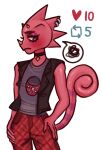  animal_crossing anthro challenge chameleon clothing flick_(animal_crossing) geshache hi_res lizard male nintendo punk purple_eyes red_body reptile scalie solo undressing video_games 