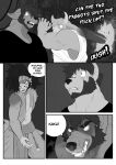 absurd_res angry anthro beard beer_bottle bottle broken_bottle broken_glass canid canine canis clenched_teeth clothing comic container crazed_look dialogue domestic_dog drunk duo ear_piercing ear_ring facial_hair glass haplorhine hi_res homophobic_slur inside male mammal monkey monochrome muscular muscular_anthro muscular_male piercing pit_bull primate ring_piercing shirt shirtless shirtless_anthro shirtless_male solo speech_bubble substance_intoxication surprised tank_top teeth topwear viola_bat