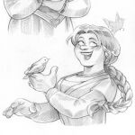 1:1 2024 5_fingers ambiguous_feral ambiguous_gender arms_bent avian beak bird black_eyes braided_hair breasts clothed clothed_female clothed_humanoid clothing colored_nails dot_eyes dreamworks dress english_description eyelashes feathered_wings feathers female female_humanoid feral fingernails fingers flying freckled_face freckles graphite_(artwork) grey_beak grey_body grey_clothing grey_dress grey_feathers grey_fingernails grey_hair grey_nails grey_neck grey_tail grey_wings greyscale group hair happy hi_res humanoid illusioncanthurtme jewelry larger_female larger_humanoid lidded_eyes light lighting long_hair looking_up looking_up_at_another monochrome mouth_closed multiple_images nails necklace not_furry_focus ogre open_mouth open_smile perching princess princess_fiona pupils royalty shaded shrek_(series) simple_background simple_eyes size_difference smaller_ambiguous smaller_feral smile standing tail tail_feathers traditional_media_(artwork) trio white_background white_pupils wings