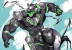  abs absurd_res anthro armor claws goo_creature green_eyes hi_res lifewonders live-a-hero male monomasa muscular muscular_anthro muscular_male pecs red_sclera slime solo supervillain tentacles video_games x_kusunagi_x 
