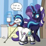 2017 bad_end blue_eyes blue_mane blue_tail bodily_fluids changing_table clothed clothing collar cutie_mark cutie_mark_diaper cutie_mark_print dialogue diaper diaper_pail digital_drawing_(artwork) digital_media_(artwork) duo english_text equid equine feces female feral force_feeding forced forced_gag friendship_is_magic funnel_gag gag gagged_talk hasbro hi_res horn horn_jewelry horn_ring humiliation idw_publishing jewelry leg_cuffs magic magic_user male mammal mane milk moan my_little_pony my_little_pony_(idw) mythological_creature mythological_equine mythology nightmare_rarity_(idw) poop_desperation pooping purple_body purple_mane purple_tail quadruped restrained restrained_legs restrained_tail restraints ring_(jewelry) shaking shining_armor_(mlp) skitterpone soiled_diaper soiling soiling_diaper speech_bubble sweat tail tears text trembling tube_gag unclean_diaper unicorn used_diaper wearing_diaper white_body
