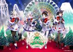  4girls ahoge animal_ears aqua_eyes bangs black_hair black_pantyhose blue_eyes boots christmas_tree copyright_name fang fox_ears fox_girl full_body grey_hair hair_between_eyes hololive horns long_hair low_ponytail multiple_girls nakiri_ayame official_art oni oni_horns ookami_mio oozora_subaru pantyhose red_eyes red_hair saine shirakami_fubuki short_hair snowflakes swept_bangs thighhighs virtual_youtuber white_hair white_thighhighs wolf_ears wolf_girl 