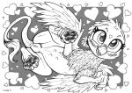 abstract_background absurd_res animal_genitalia animal_vulva anus avian blush blush_lines chest_tuft claws fancheesy feathered_wings feathers feet felid feline_genitalia feline_tail feline_vulva female feral fluffy friendship_is_magic gabby_(mlp) genitals greyscale gryphon hasbro heart_symbol hi_res inktober looking_at_viewer lying mammal monochrome multi_nipple my_little_pony mythological_avian mythological_creature mythology nipples nude on_back pantherine pawpads paws presenting presenting_vulva smile solo spread_legs spread_wings spreading tail tail_tuft talons toes traditional_media_(artwork) tuft vulva wings