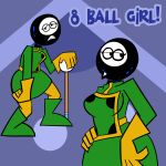  1:1 2022 8_ball 8_ball_girl abstract_background adoptable animate_inanimate boots bottomwear clothed clothing dress fan_character female footwear for_a_head green_clothing green_dress hi_res humanoid jacket not_furry object_head pembrokewkorgi sharp_teeth skirt teeth topwear 