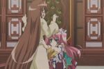  bachou brown_hair falling gif koihime_musou long_hair pink_hair ryuubi very_long_hair 