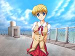  1girl looking_at_viewer outdoors rooftop sarah_adiemus school school_roof school_rumble school_uniform 