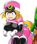  ass ass_grab blonde_hair blue_eyes blush breasts capcom curvy from_behind large_breasts machbow prairie rockman rockman_zx surprised 