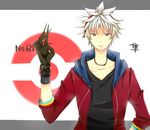  braviary fingernails gloves headband hood hoodie jewelry long_fingernails moemon necklace personification pixiv_thumbnail pokemon pokemon_(game) pokemon_black_and_white pokemon_bw resized shin_(2y6300) short_hair smirk wargle white_hair 