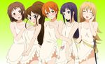  5girls apron blonde_hair blush brown_hair closed_eyes embarassed embarrassed eyes_closed inami_mahiru katana long_hair multiple_girls naked naked_apron nude photoshop purple_hair short_hair smile sword takanashi_nazuna taneshima_popura todoroki_yachiyo weapon working!! yamada_aoi 