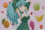  animated animated_gif apple banana bounce bouncing_breasts breasts cherry food fruit gif grapes green_hair large_breasts long_hair melon orange pineapple shizzle strawberry very_long_hair weiss_survive 