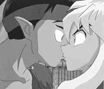  2boys inuyasha inuyasha_(character) kiss kissing koga kouga male male_focus multiple_boys yaoi 