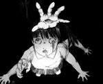  black_hair extra_arms monochrome monoko multiple_hands twintails yume_nikki 