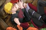  2boys gaara kiss kissing male multiple_boys naruto uzumaki_naruto yaoi 