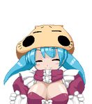  animated animated_gif blue_hair bounce breasts cute gif gloves green_eyes happy large_breasts lowres nipple_slip 