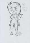  2022 absol anthro areola barefoot blush bodily_fluids breasts chibi cleft_of_venus feet female fishnet fishnet_armwear generation_3_pokemon genital_fluids genitals graphite_(artwork) horn looking_at_viewer lunaris_parukia mostly_nude navel nintendo nipples open_mouth open_smile pokemon pokemon_(species) pokemorph pussy pussy_juice smile smiling_at_viewer solo standing traditional_media_(artwork) video_games yami_(lunaris_parukia) 