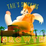 anthro asecondstickman balls belly big_balls big_belly big_breasts big_butt body_size_growth breasts butt canid canine cover_art fox genitals green_hill_zone hand_on_butt huge_balls huge_breasts huge_butt hyper hyper_balls hyper_breasts hyper_genitalia looking_back macro male mammal miles_prower moobs overweight overweight_anthro overweight_male red_fox sega size_transformation solo sonic_the_hedgehog_(series) text thick_thighs transformation translated true_fox worried