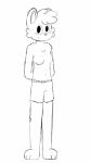 2d_animation animated anthro blinking boxers_(clothing) breasts clothed clothing domestic_cat eggnaug felid feline felis female fluffy freckles fur hands_behind_back hi_res leaning leaning_backward lowered_head lucy_(eggnaug) mammal medium_breasts nipples raised_foot raising_leg simple_background sketch sketchy smile solo tail topless underwear