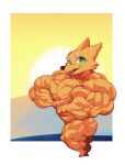 2023 4_fingers animal_tattoo anthro barefoot ben_day_dots biceps big_butt big_ears big_muscles big_pecs biped border brown_nose butt canid canine cheek_tuft convenient_censorship crimsonrabbit deltoids digital_media_(artwork) ear_tuft eyebrows facial_tuft fangs featureless_chest feet fingers flexing forearm_muscles fox full-length_portrait fur glutes green_eyes gregg_lee happy hi_res huge_muscles humanoid_hands hyper hyper_muscles light lighting line_art looking_aside looking_aside_at_viewer looking_at_viewer male mammal muscular muscular_anthro muscular_arms muscular_legs muscular_male night_in_the_woods no_pupils nude ochre_fox open_mouth open_smile orange_body orange_fur outside pecs pink_tongue plantigrade pointy_ears portrait quads raised_heel rectangle_background red_tattoo shaded shaded_line_art shadow short_male small_feet small_hands smile solo standing sun sunset tan_eyebrows tattoo teeth three-quarter_view toes tongue trapezius triceps tuft white_border yellow_sclera