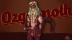  16:9 anthro balls beard big_balls big_penis blonde_hair chocolatefunhouse69 dragon facial_hair genitals hair horn male muscular penis pinup pose red_body red_scales scales solo vein widescreen yellow_eyes 