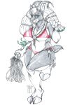  absurd_res anthro bell big_(disambiguation) big_breasts bikini bovid breasts caprine chain christmas clothing female goat hi_res holidays hooves hydros ibex invalid_tag krampus mammal overweight pin_(disambiguation) pinup pose sketch solo swimwear thehuntingwolf up whip 